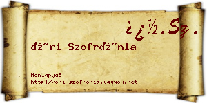 Őri Szofrónia névjegykártya